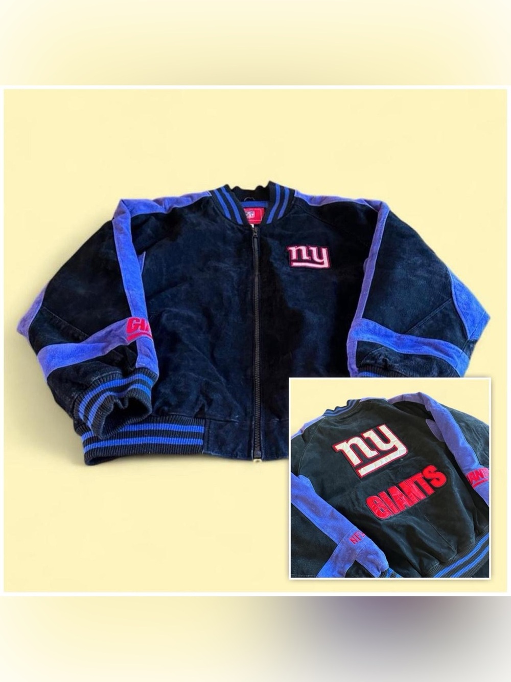 Vintage NFL New York Giants Suede Leather Varsity Jacket Men’s Size XL